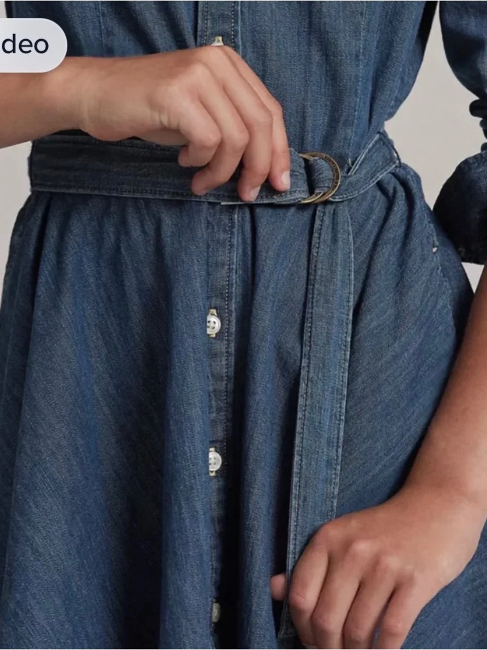 Ralph Lauren Belted Cotton Denim Button Down Shirt Dress Girls Youth size 7